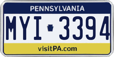 PA license plate MYI3394