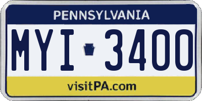 PA license plate MYI3400