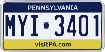 PA license plate MYI3401
