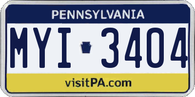 PA license plate MYI3404