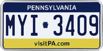 PA license plate MYI3409