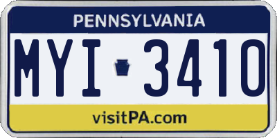 PA license plate MYI3410