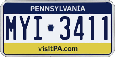 PA license plate MYI3411