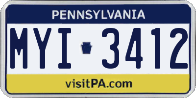 PA license plate MYI3412