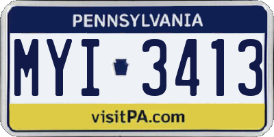 PA license plate MYI3413