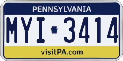 PA license plate MYI3414