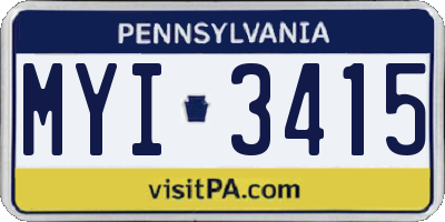PA license plate MYI3415
