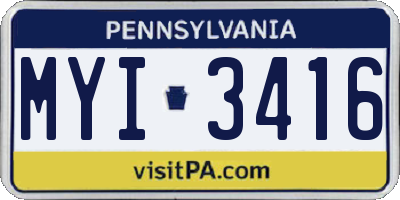 PA license plate MYI3416