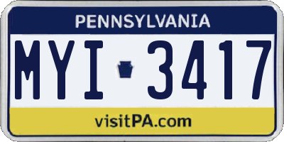PA license plate MYI3417