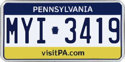 PA license plate MYI3419