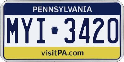 PA license plate MYI3420