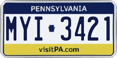 PA license plate MYI3421