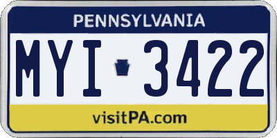 PA license plate MYI3422