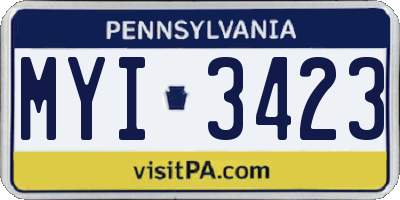 PA license plate MYI3423