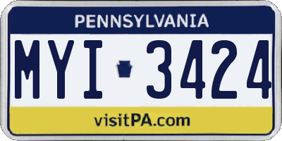 PA license plate MYI3424