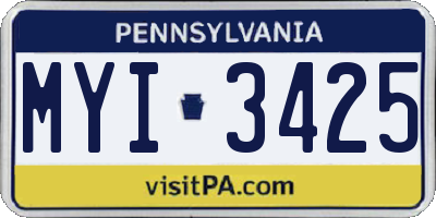 PA license plate MYI3425