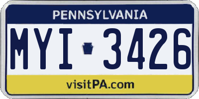 PA license plate MYI3426