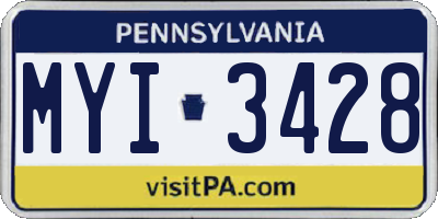 PA license plate MYI3428