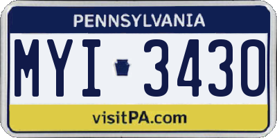 PA license plate MYI3430