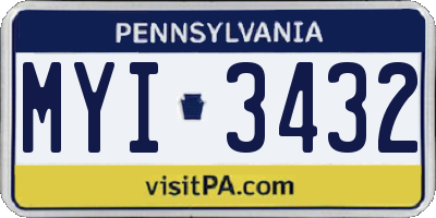 PA license plate MYI3432