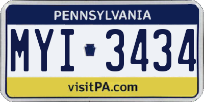 PA license plate MYI3434