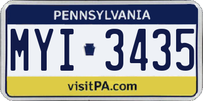 PA license plate MYI3435