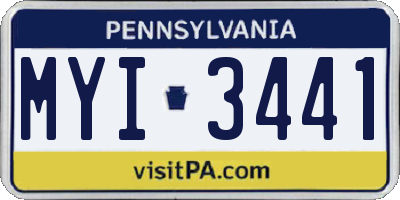 PA license plate MYI3441