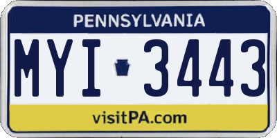 PA license plate MYI3443
