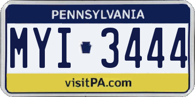 PA license plate MYI3444
