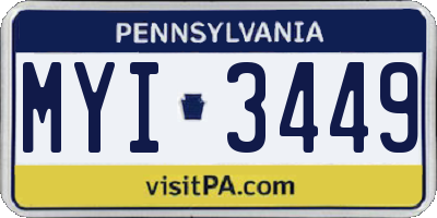 PA license plate MYI3449