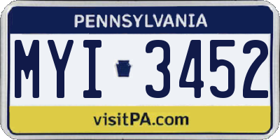 PA license plate MYI3452