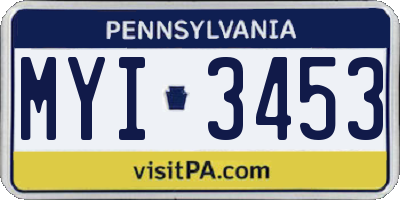 PA license plate MYI3453