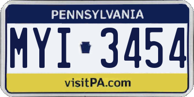 PA license plate MYI3454
