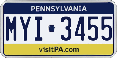 PA license plate MYI3455