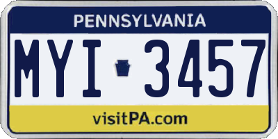 PA license plate MYI3457