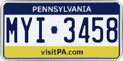 PA license plate MYI3458