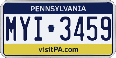 PA license plate MYI3459