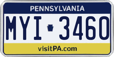 PA license plate MYI3460