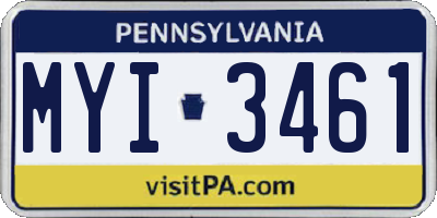 PA license plate MYI3461