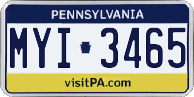 PA license plate MYI3465