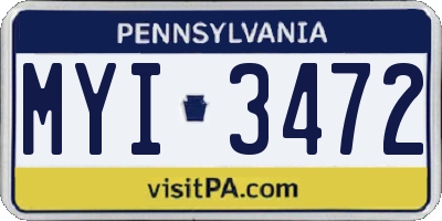 PA license plate MYI3472