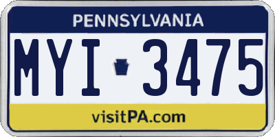 PA license plate MYI3475