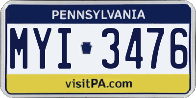 PA license plate MYI3476