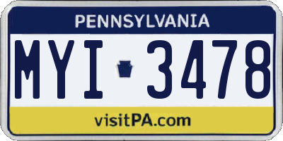 PA license plate MYI3478