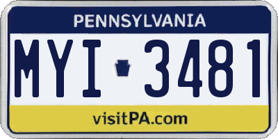 PA license plate MYI3481