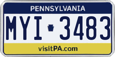 PA license plate MYI3483