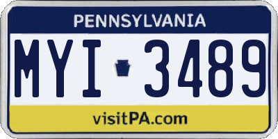 PA license plate MYI3489