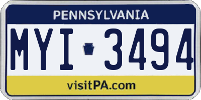 PA license plate MYI3494