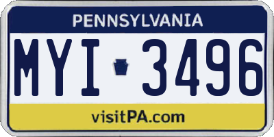 PA license plate MYI3496