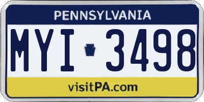 PA license plate MYI3498